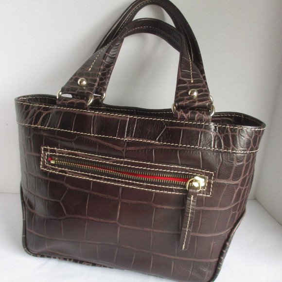 Dooney & Bourke Croc Embossed Dark Chocolate Purse - Picture 2 of 4